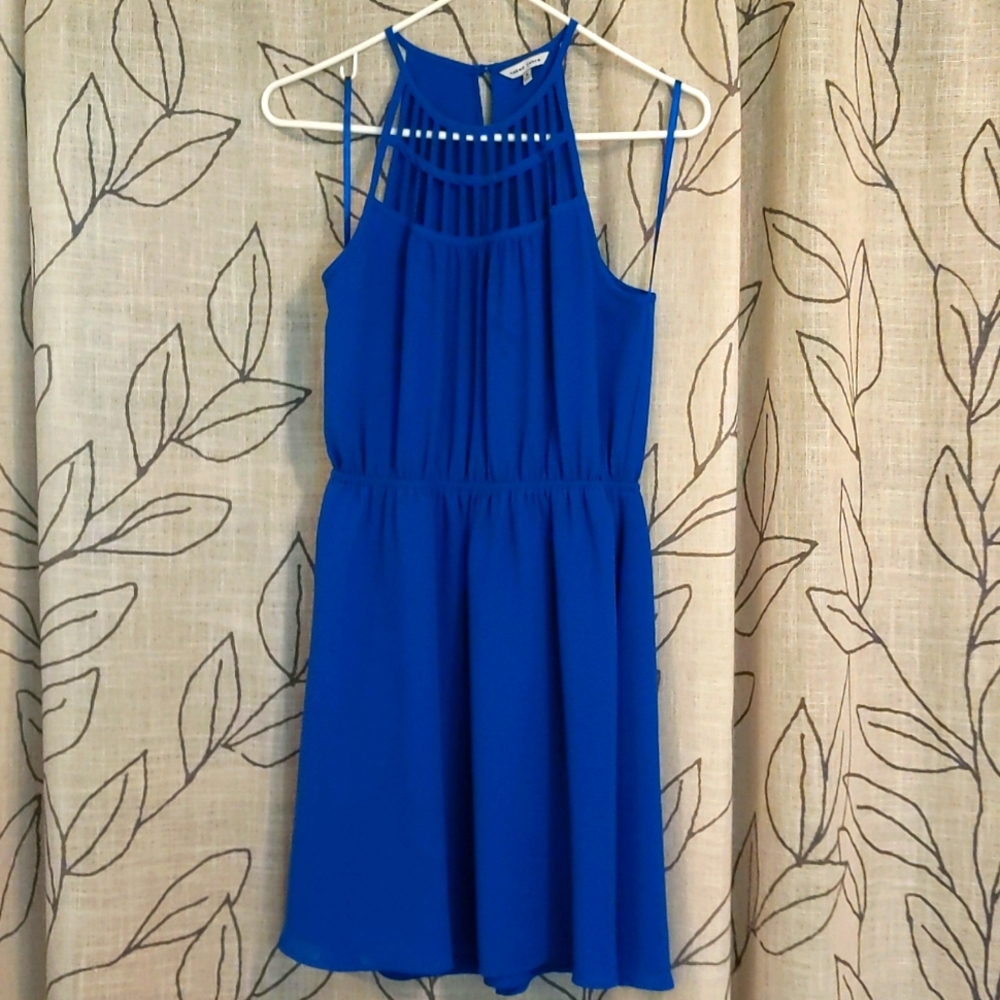 Blue mini chiffon dress